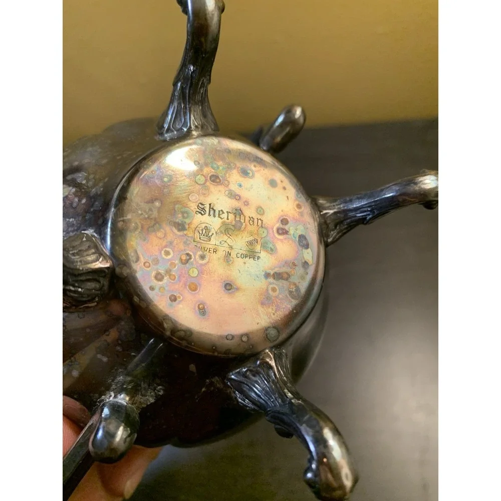 Vintage Sheridan Silver On Copper Sugar Bowl